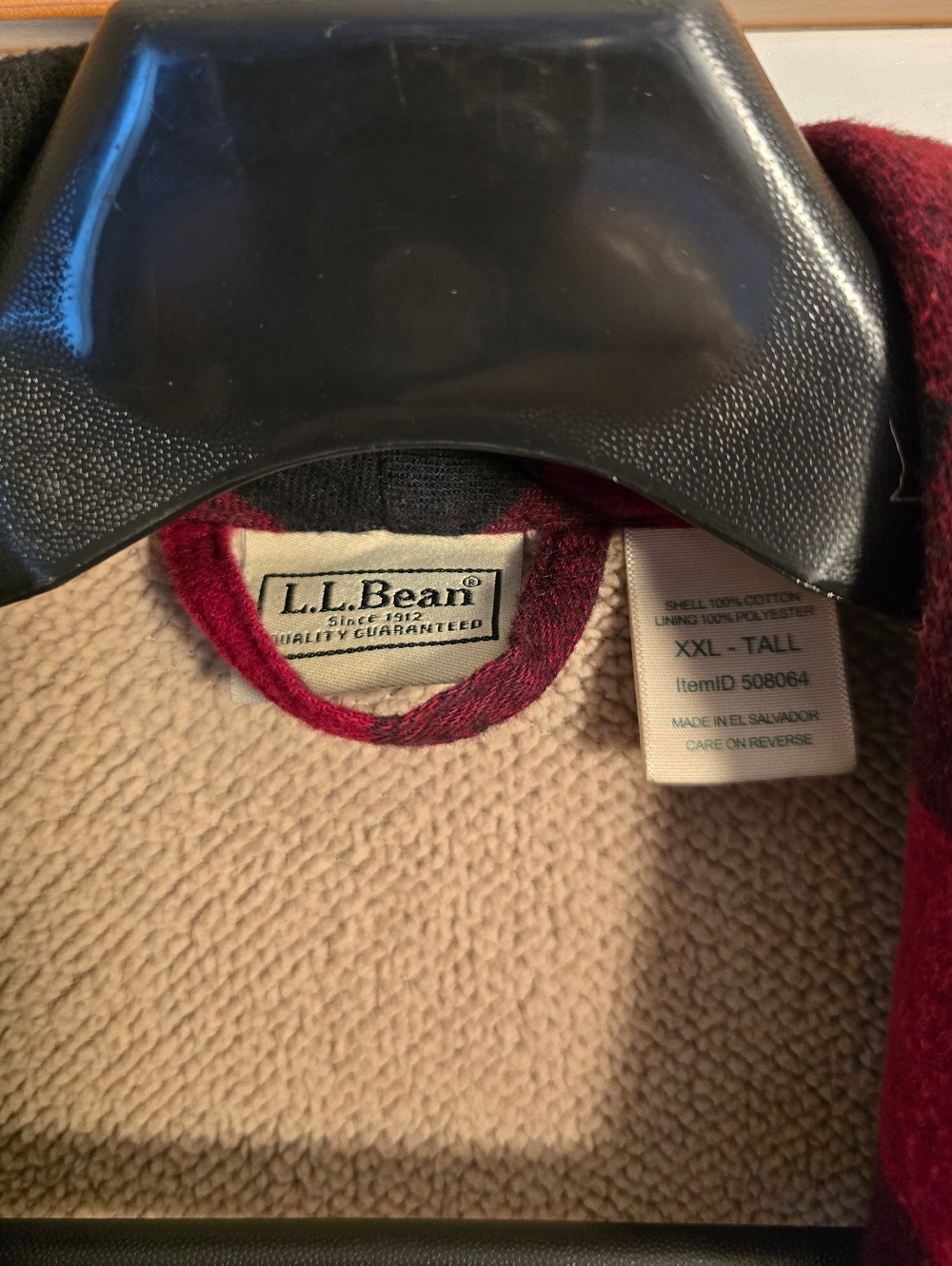L.L. Bean Red & Black Buffalo Plaid Robe, XXL Tall - Picture 2 of 5